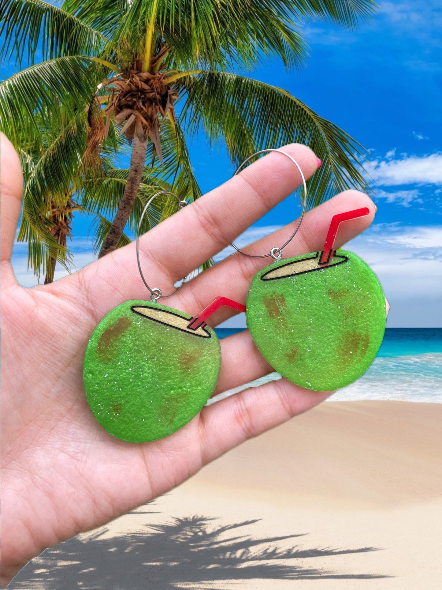 Coconut resin earrings