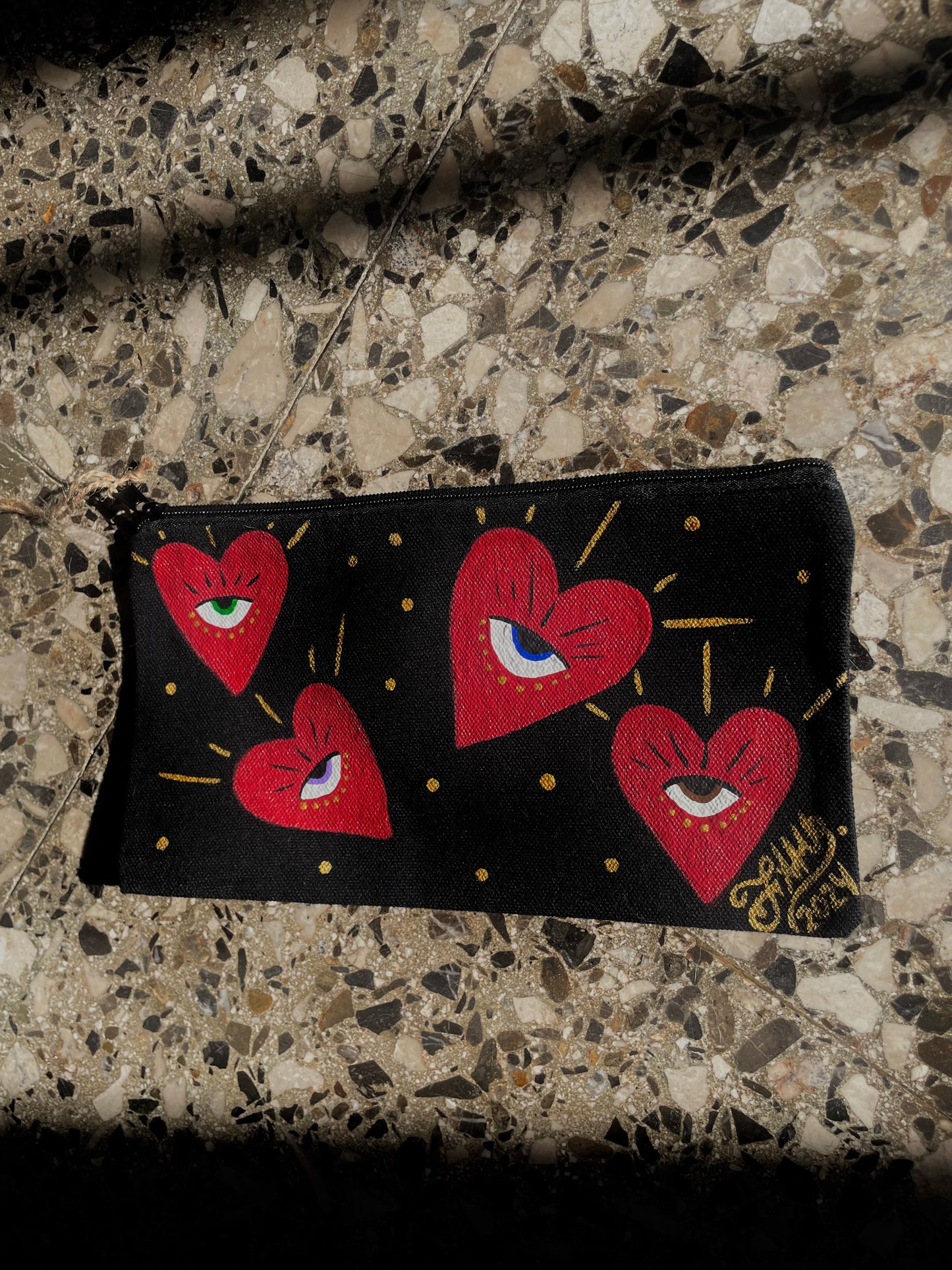 Hearts with eyes painted bag