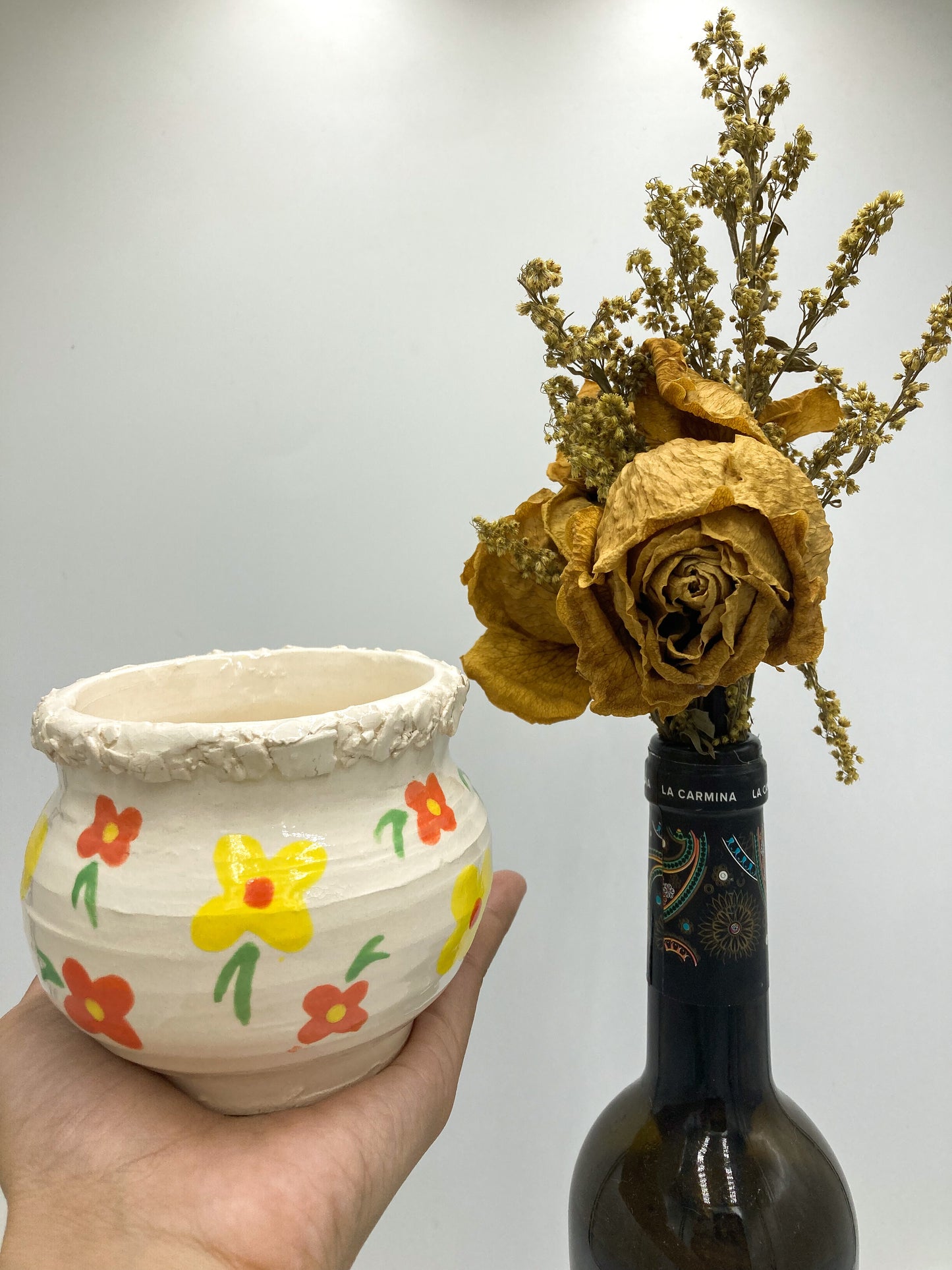Flowers ceramic makeup brush holder | pen holder