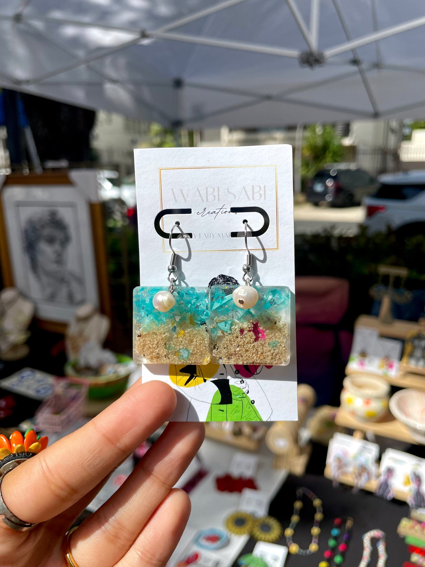 Beach resin earrings
