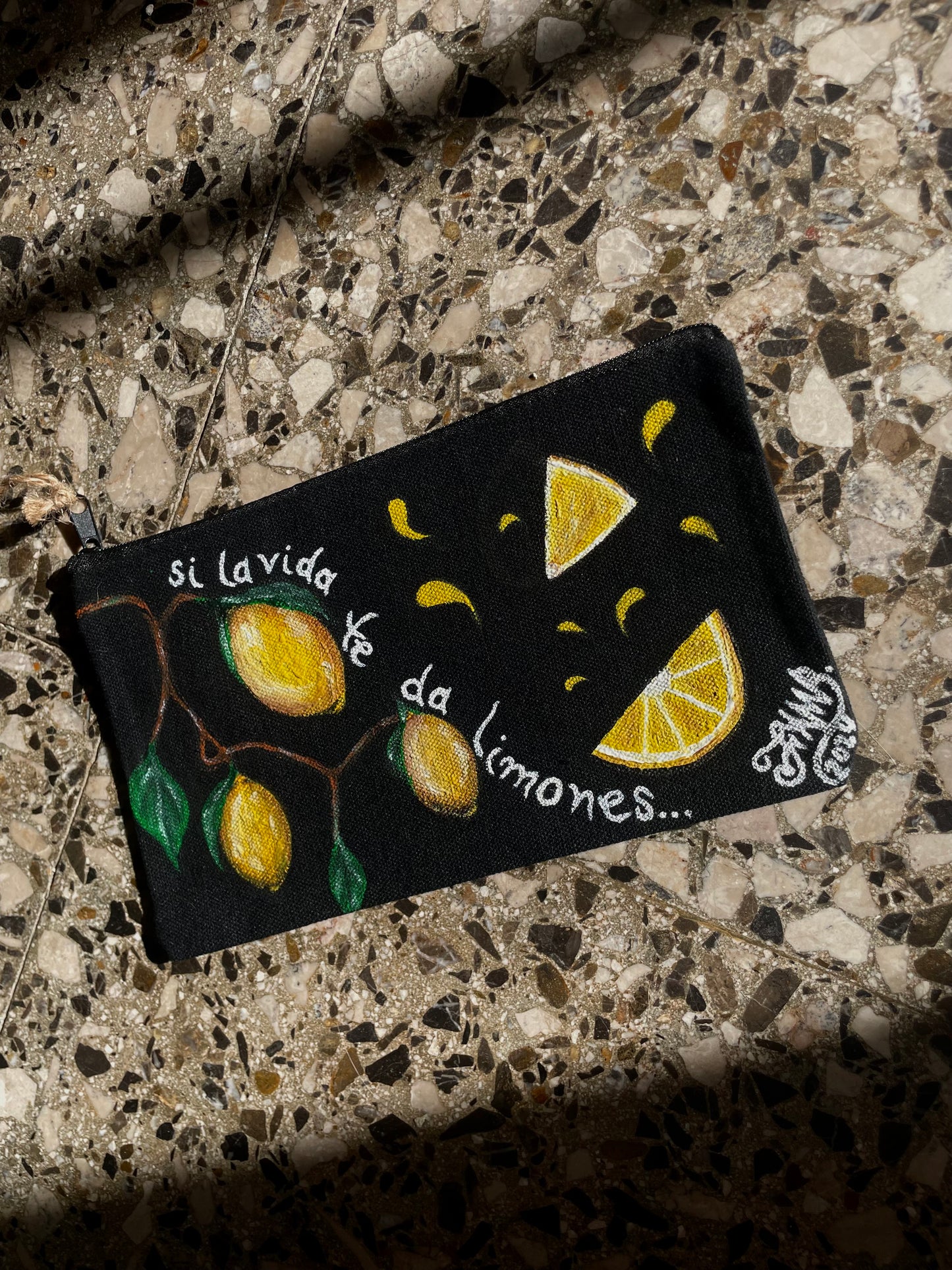 Lemons painted bag