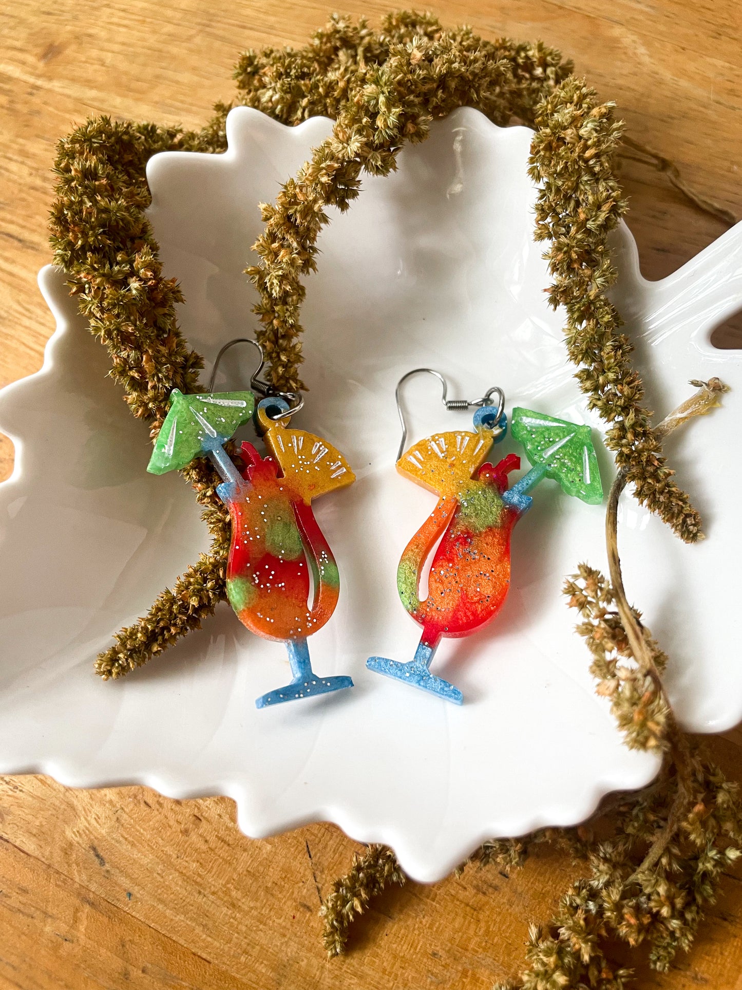 Cocktail resin earrings