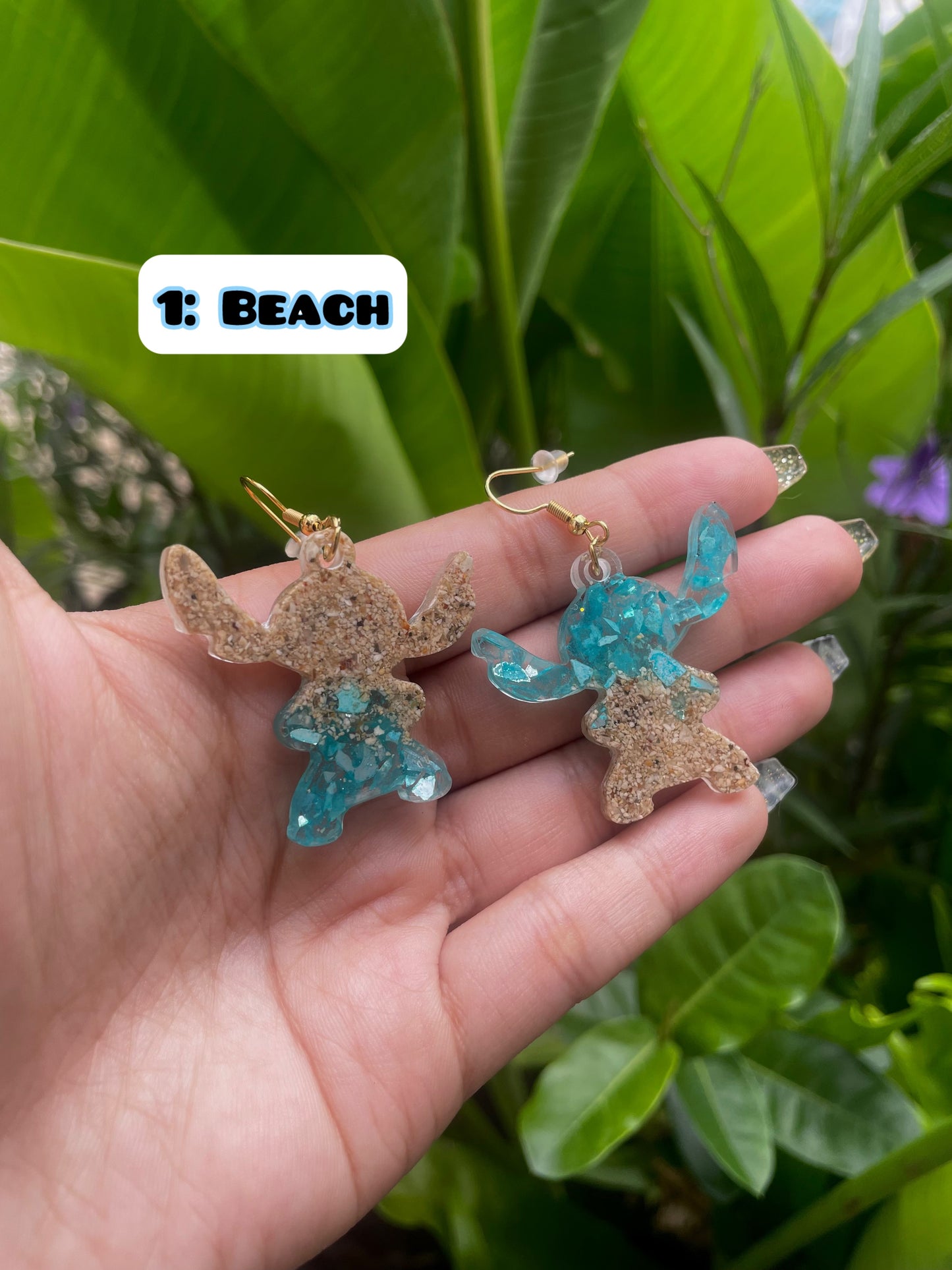 Stitch resin earrings