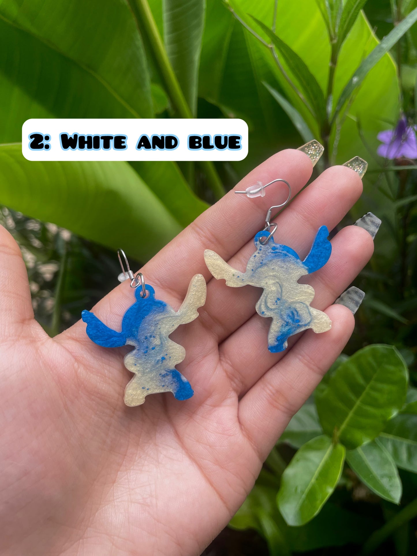 Stitch resin earrings
