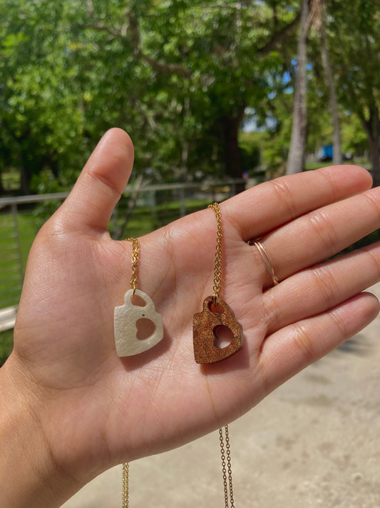 Coffee cup resin necklace