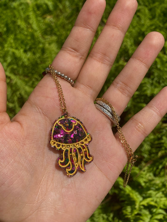 Jellyfish resin necklace