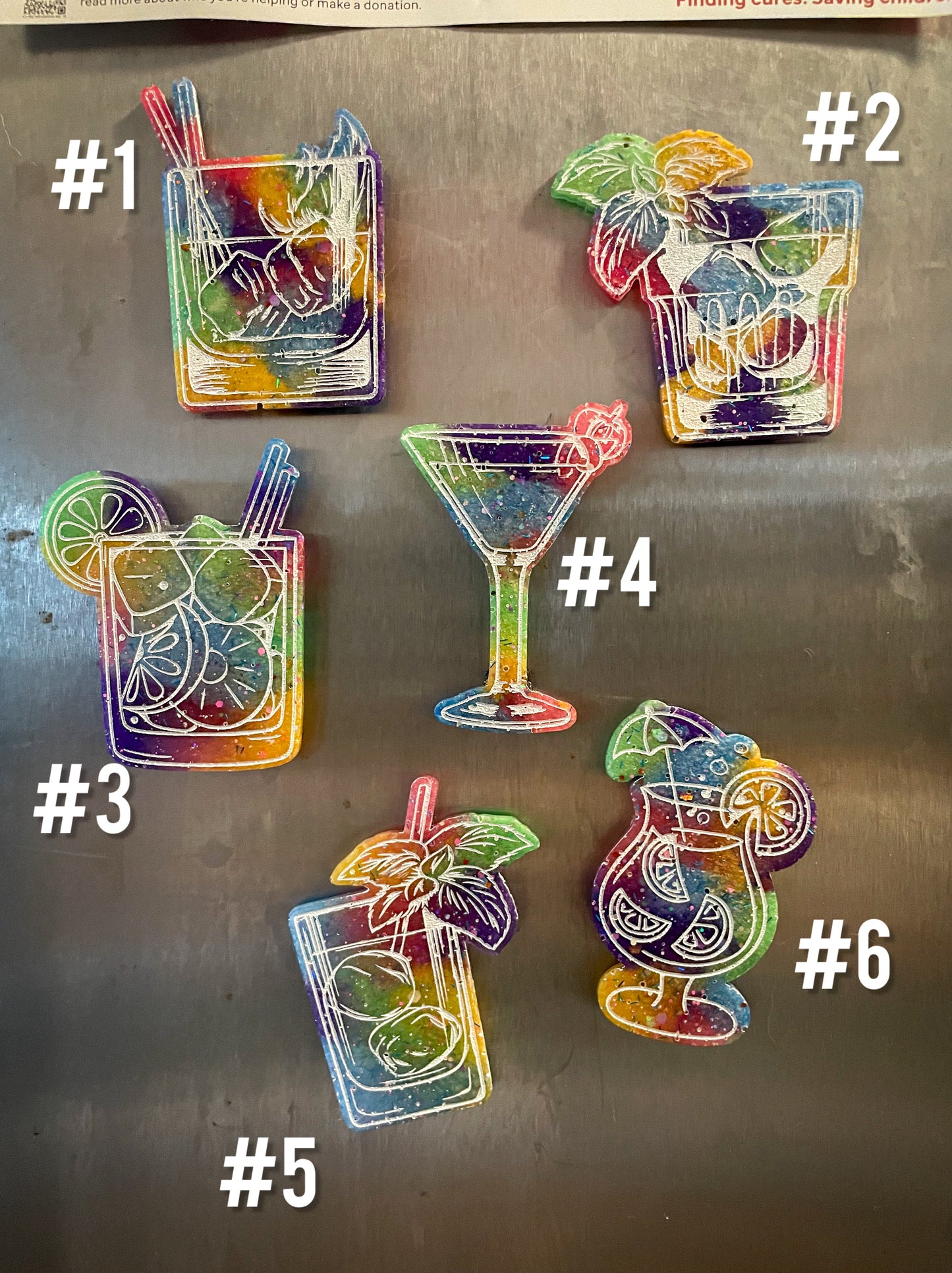 Tropical Cocktails resin magnets