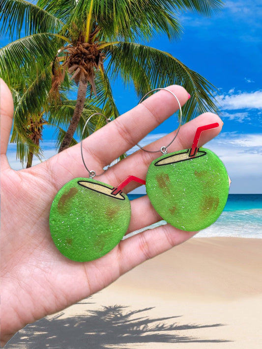 Coconut resin earrings