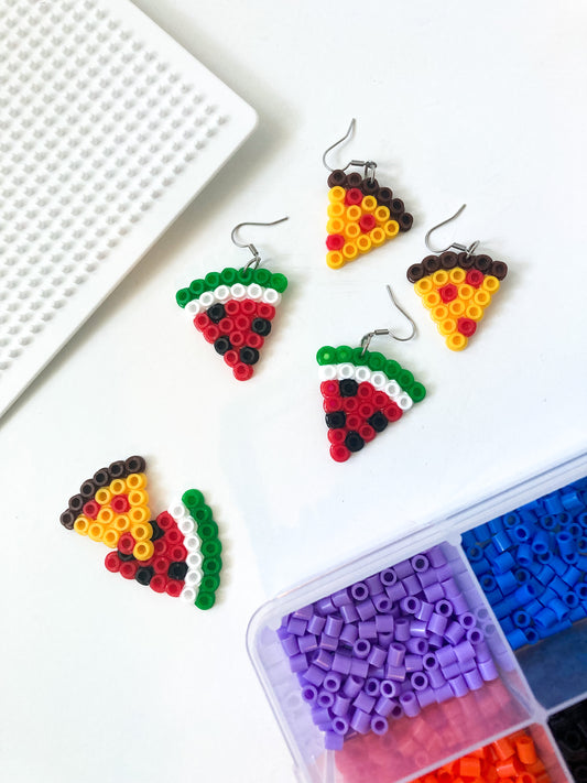 Pizzas and watermelons Perler Beads earrings