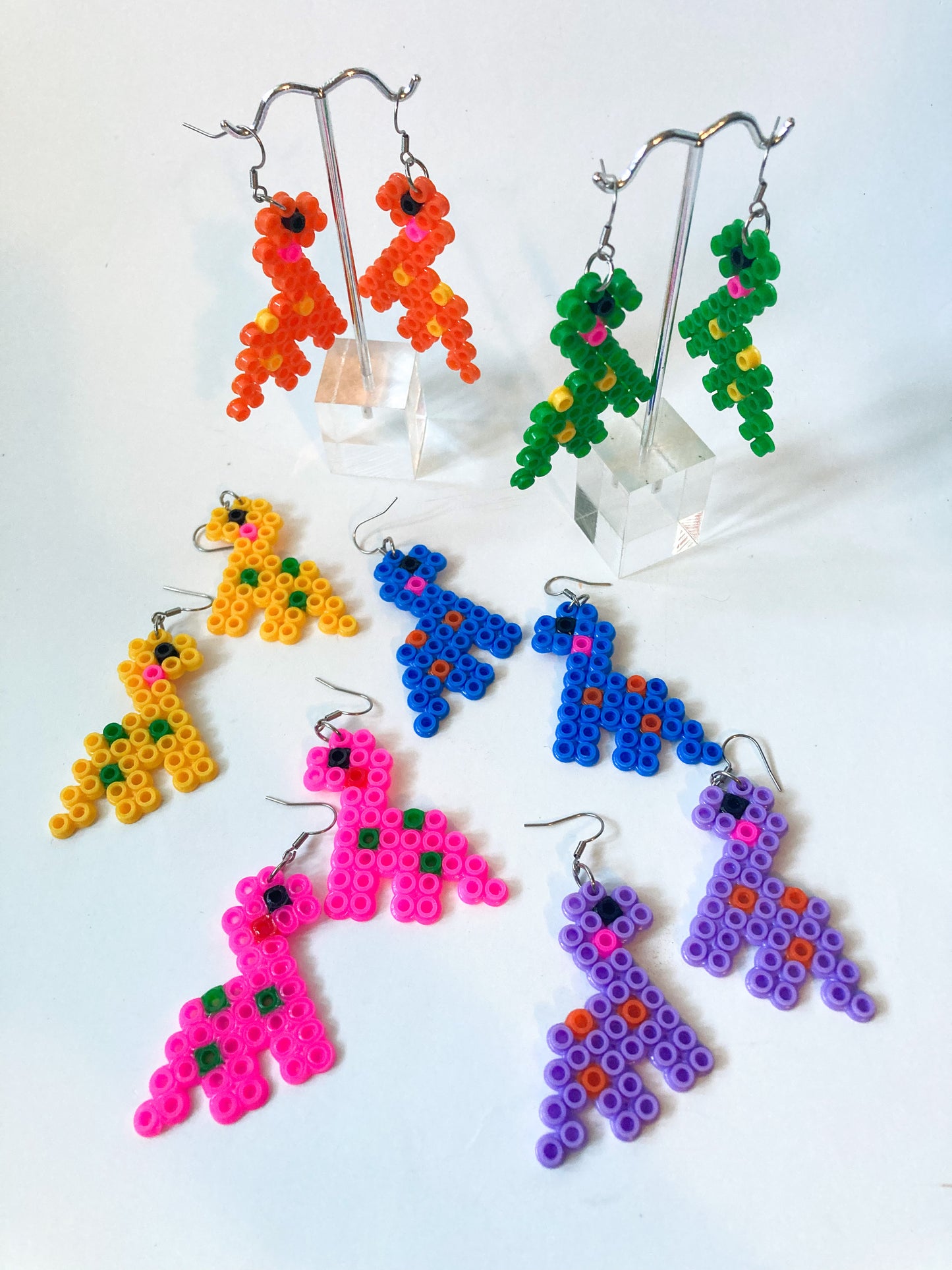 Dino Perler Beads earrings