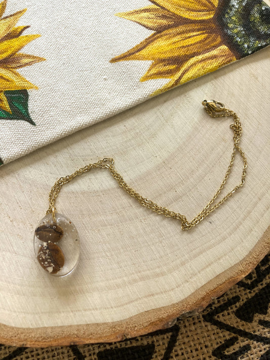 Coffee grains resin necklace