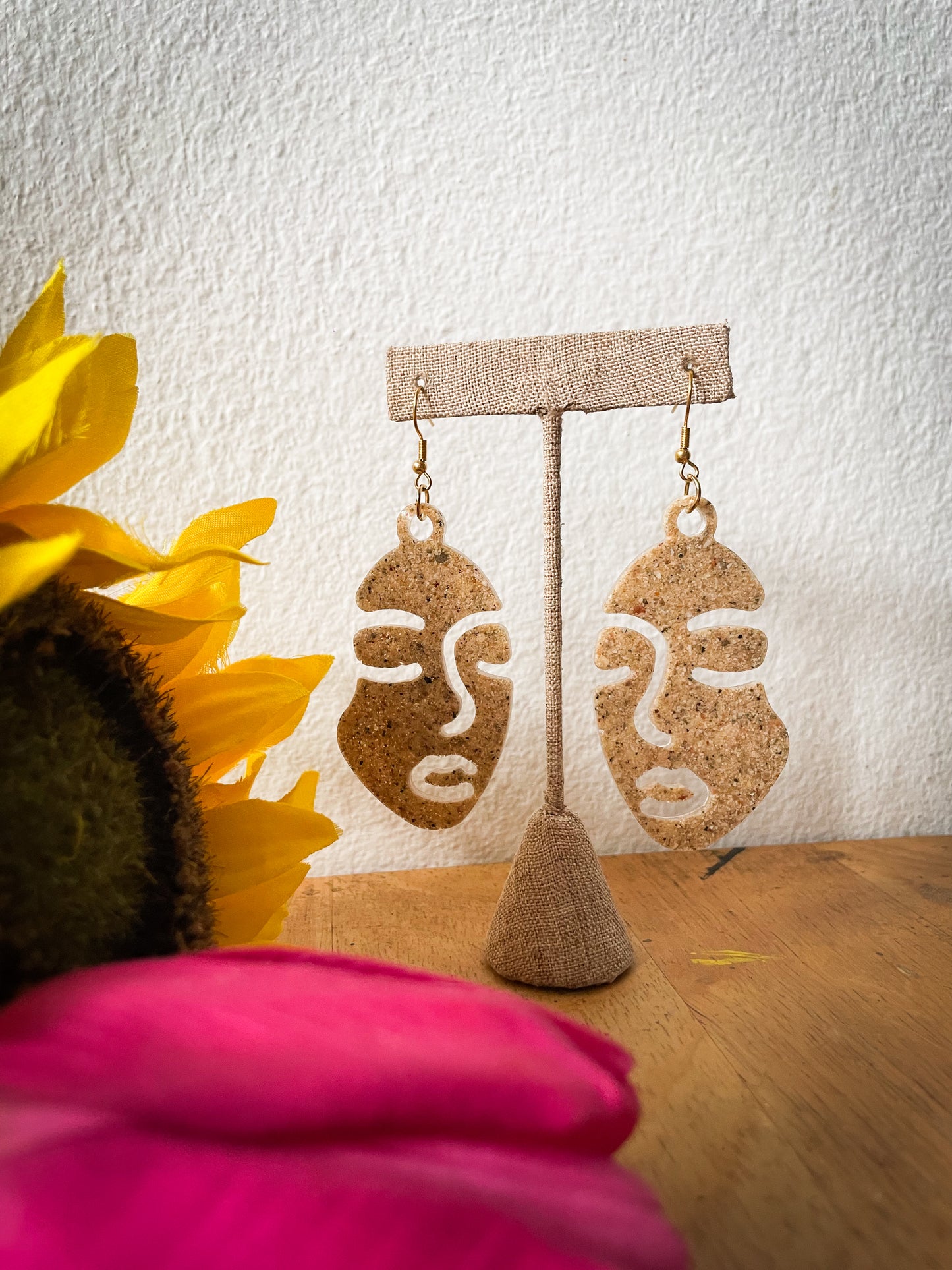 Abstract face resin earrings