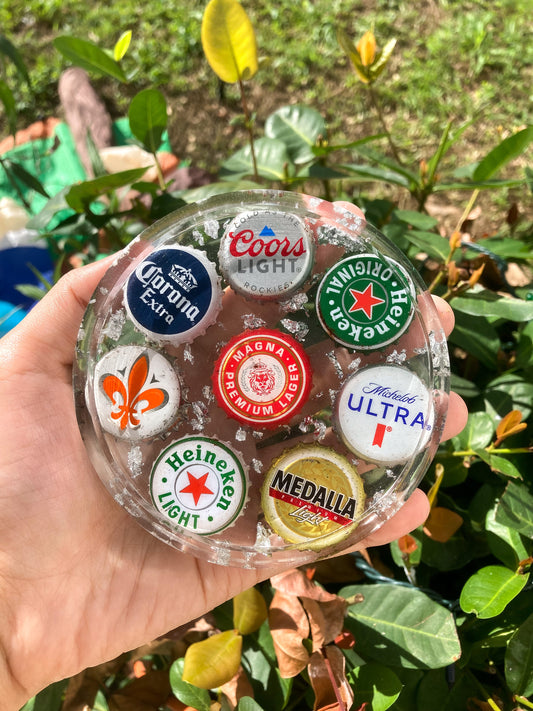 Beer caps resin coaster