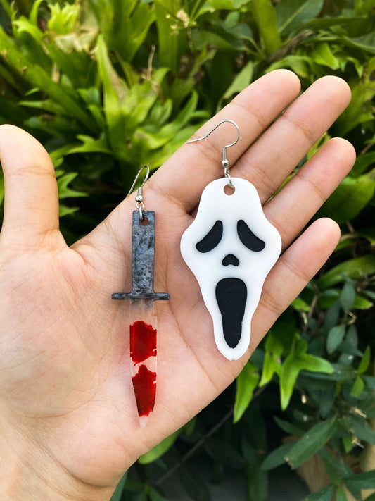 Scream/Ghostface resin earrings