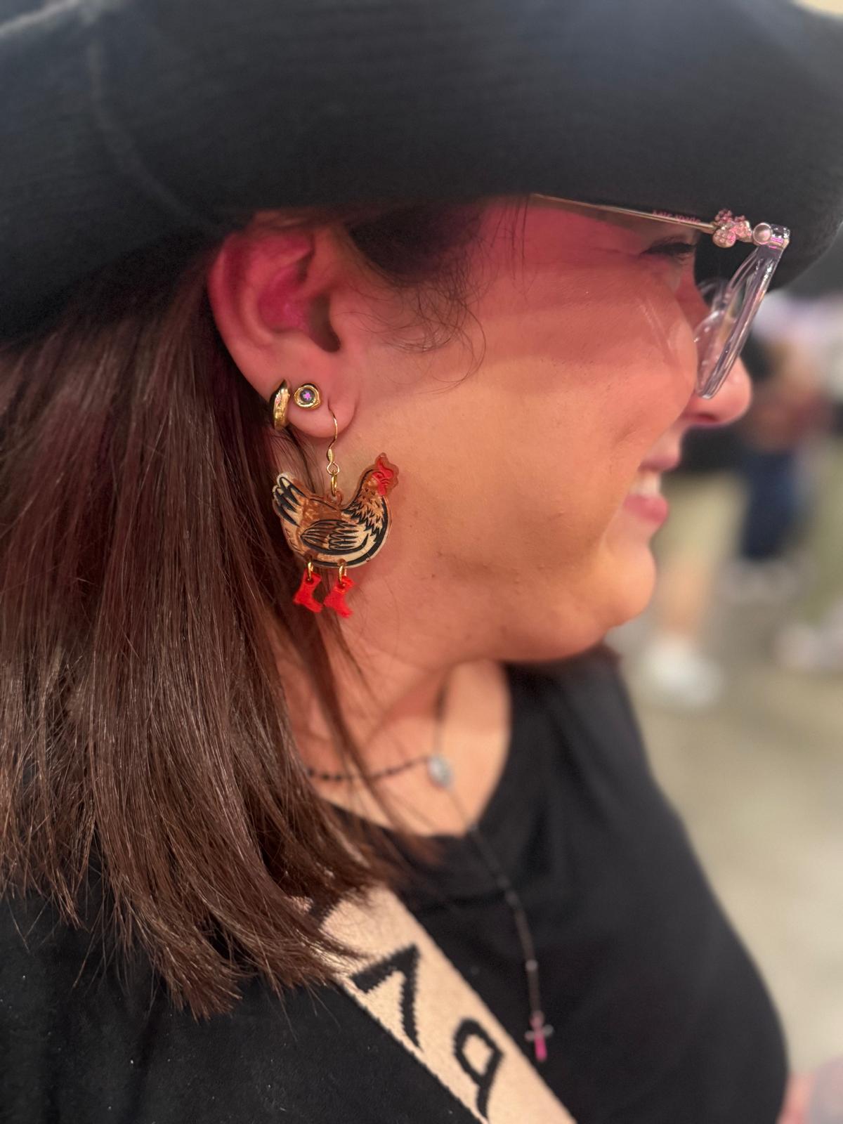 Chicken resin earrings
