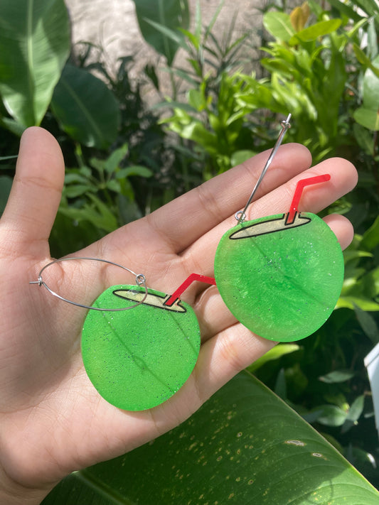 Coconut resin earrings