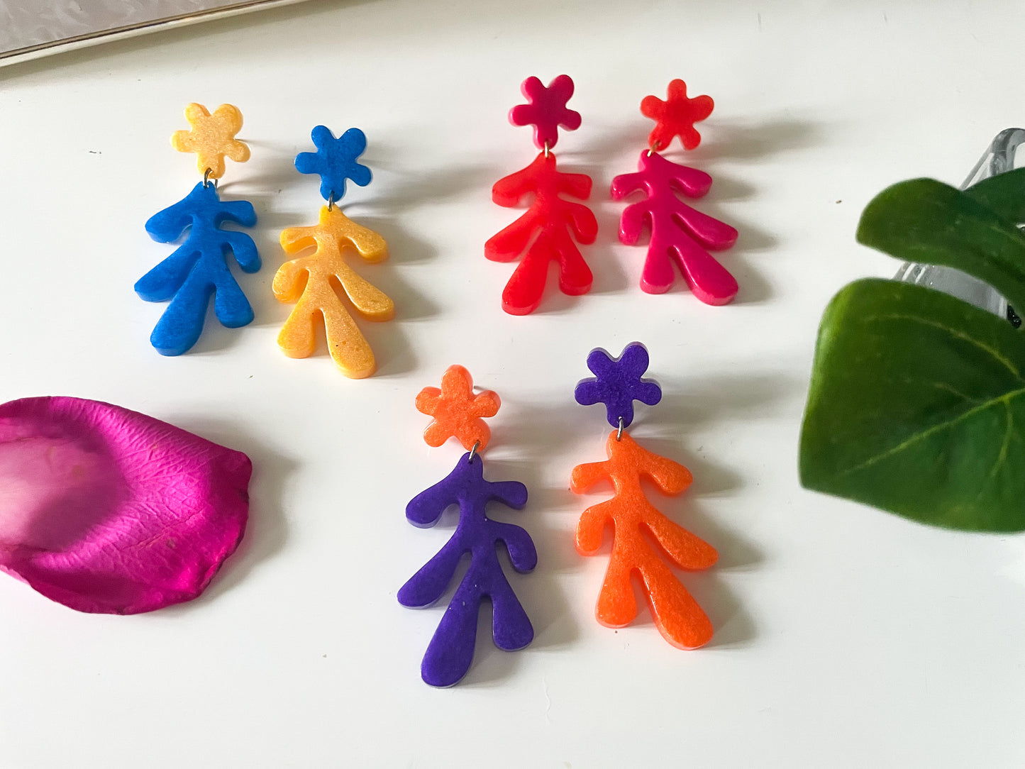 Color block resin earrings