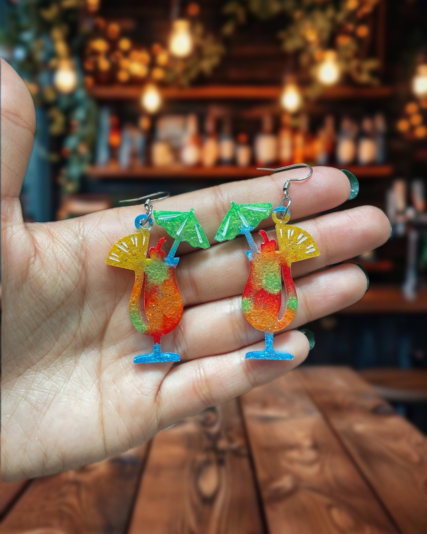 Cocktail resin earrings