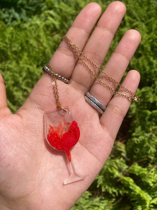 Glass of wine resin necklace