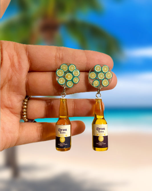 “Corona” beer resin earrings