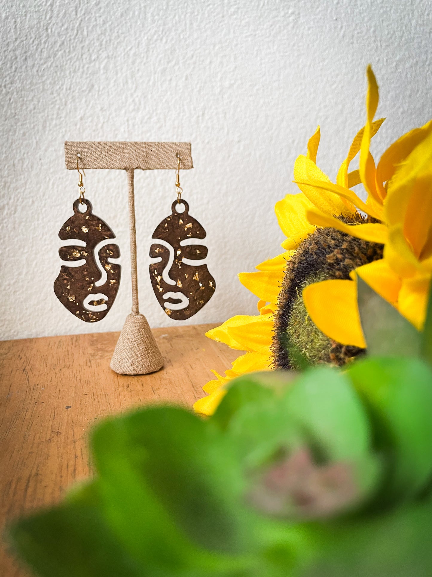 Abstract face resin earrings