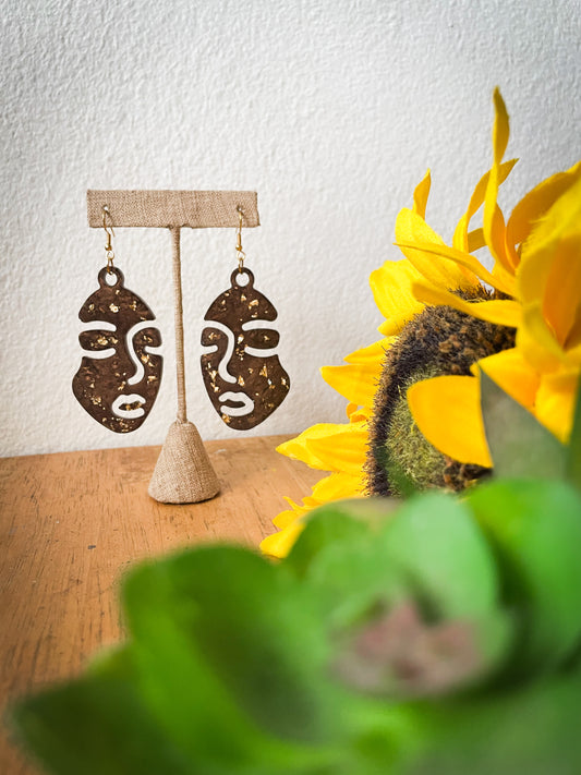 Abstract face resin earrings