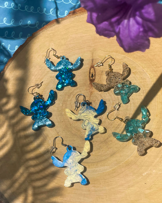 Stitch resin earrings