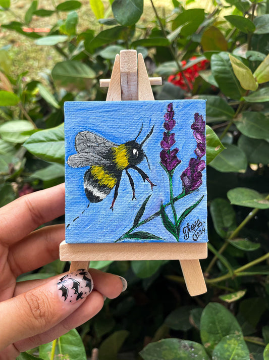 Bee and lavender painting