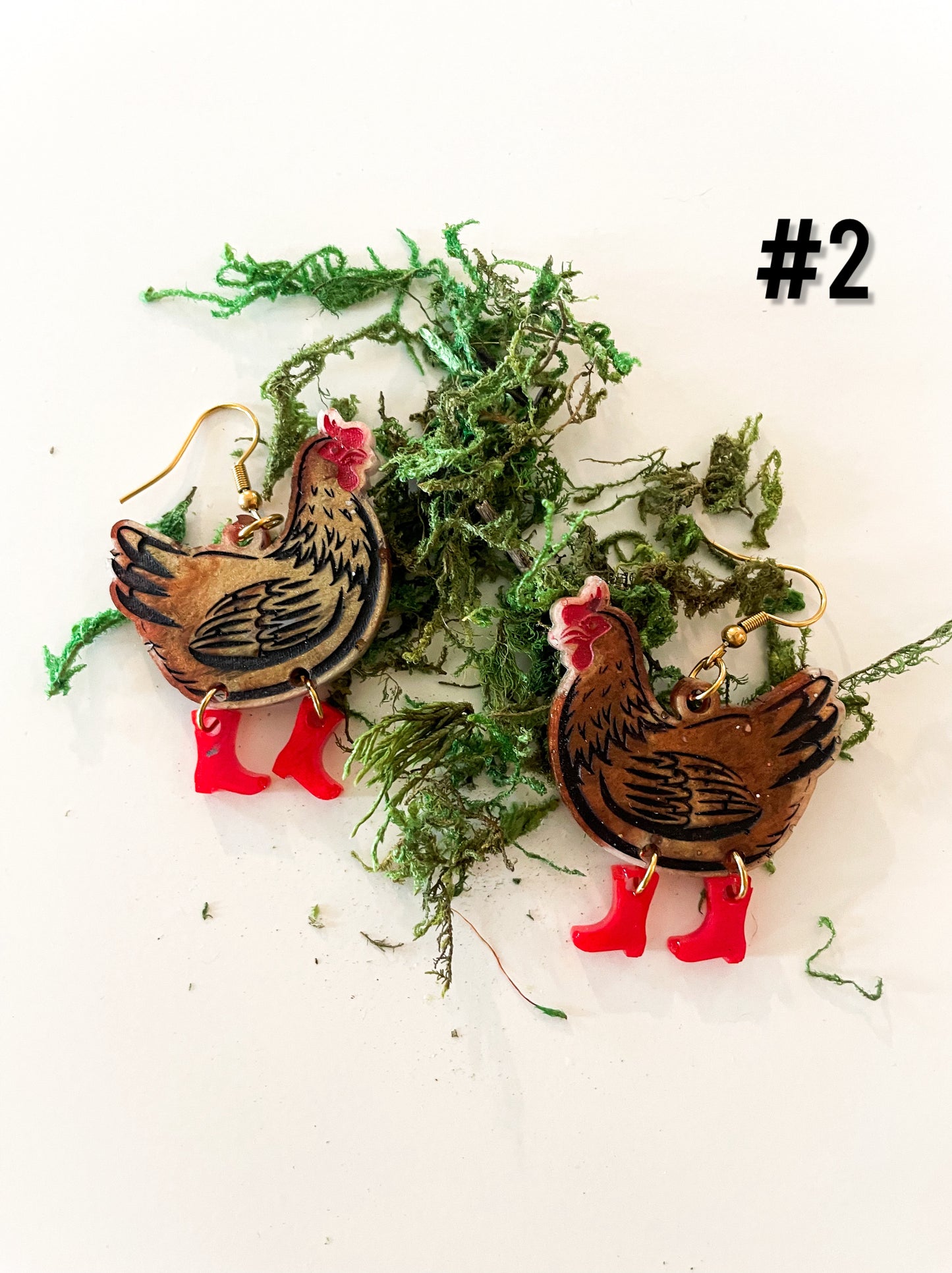 Chicken resin earrings