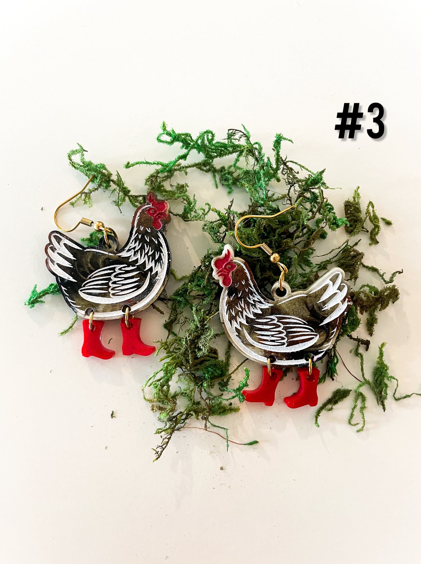 Chicken resin earrings